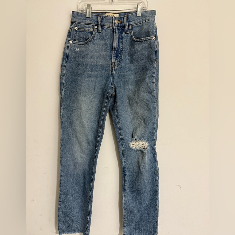 Madewell Blue Ankle Cropped Distressed Jeans